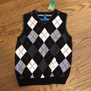 NWT Greendog boys black argyle black sweater vest